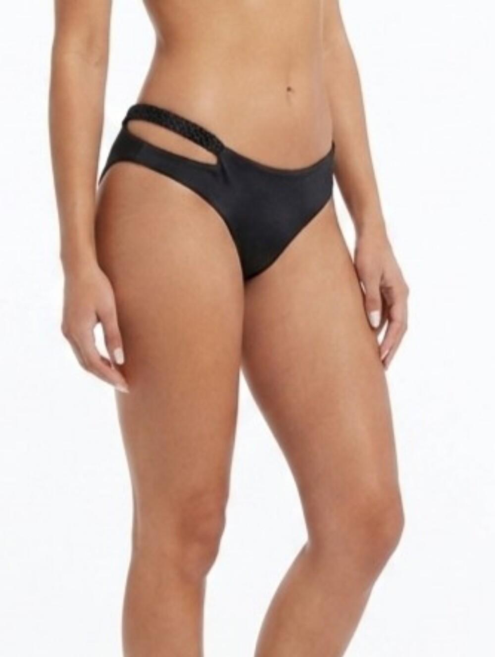 JOUES DE SABLE Emmy Black Braided Accent Bikini Bottom Size MED